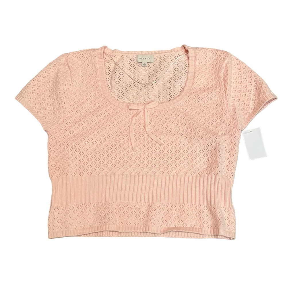 PacSun‎ Pink Knit Crop Top with Bow NWT Size XL